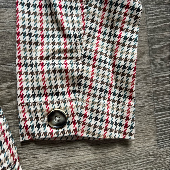 Cabi Houndstooth Sherlock Coat Trenchcoat Brown Red Cream Beige Women size Small - Picture 9 of 12